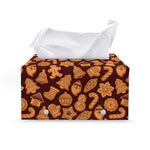 Christmas Cookies Pattern Print Leather Tissue Box Cover