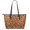Christmas Cookies Pattern Print Leather Tote Bag With Zipper