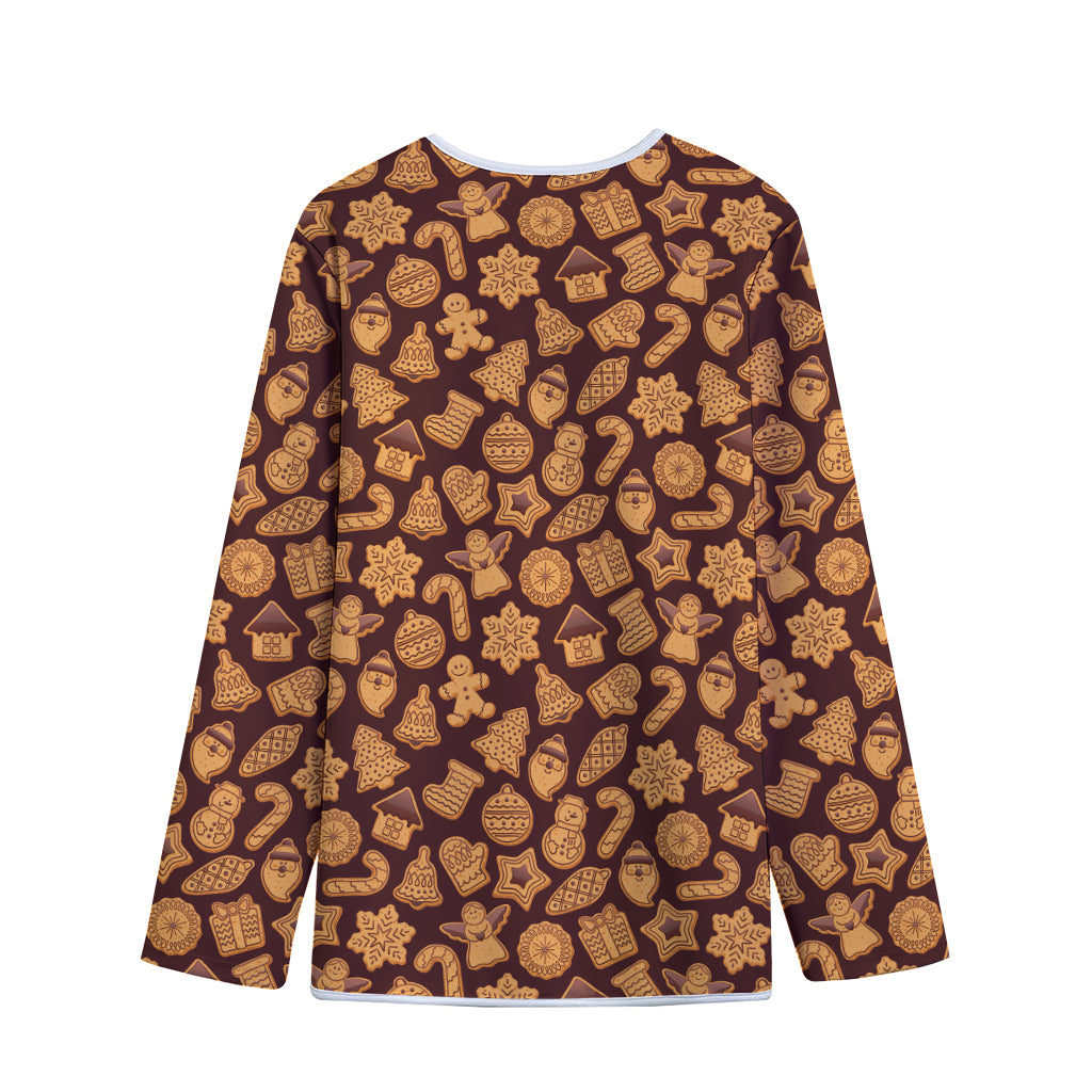 Christmas Cookies Pattern Print Long Sleeve Short Coat