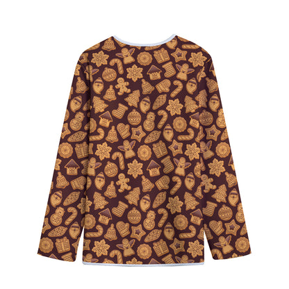 Christmas Cookies Pattern Print Long Sleeve Short Coat