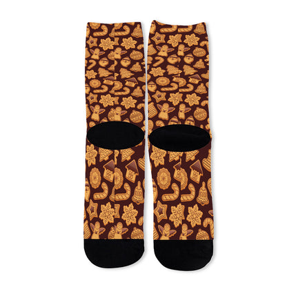 Christmas Cookies Pattern Print Long Socks