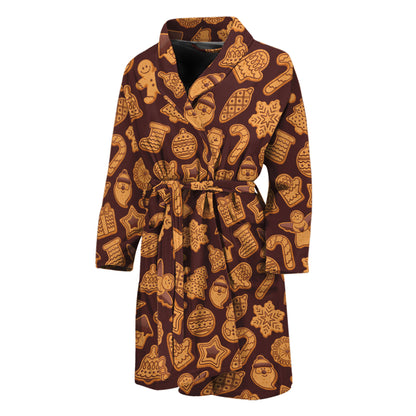 Christmas Cookies Pattern Print Men's Bathrobe