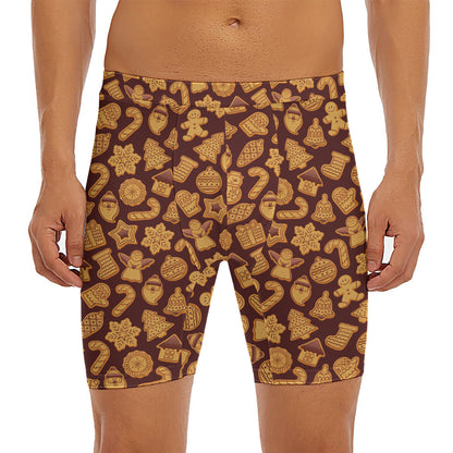 Christmas Cookies Pattern Print Men's Long Boxer Briefs