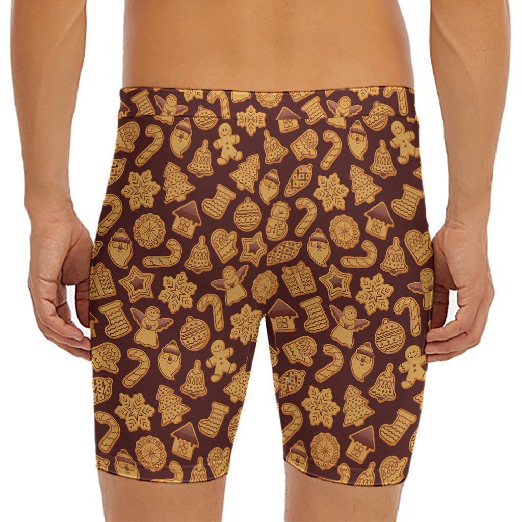 Christmas Cookies Pattern Print Men's Long Boxer Briefs