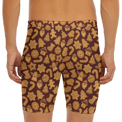 Christmas Cookies Pattern Print Men's Long Boxer Briefs