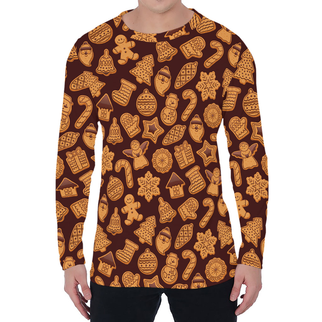 Christmas Cookies Pattern Print Men's Long Sleeve T-Shirt