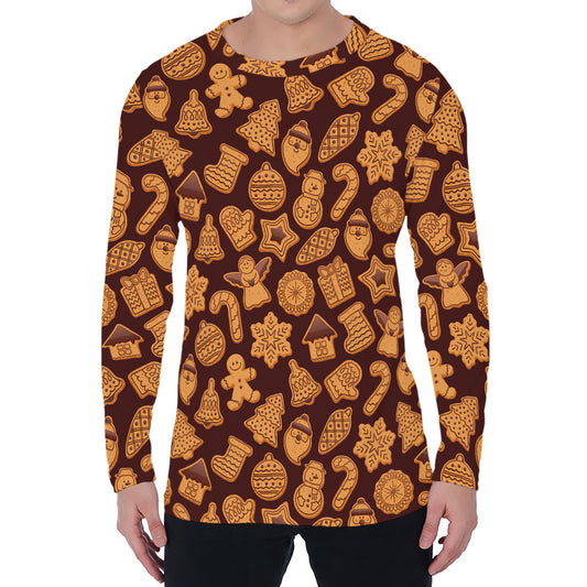 Christmas Cookies Pattern Print Men's Long Sleeve T-Shirt