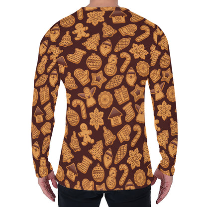 Christmas Cookies Pattern Print Men's Long Sleeve T-Shirt