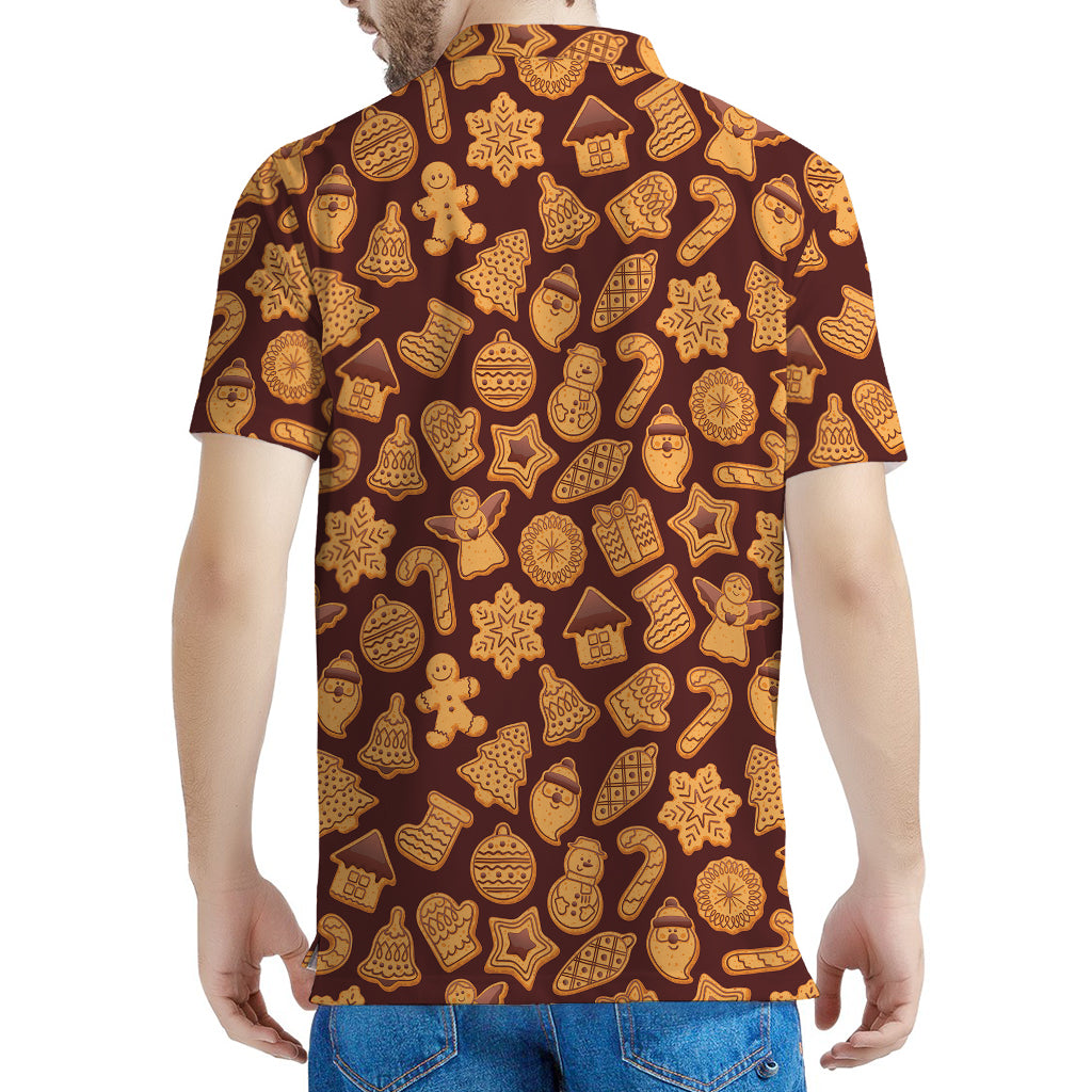Christmas Cookies Pattern Print Men's Polo Shirt