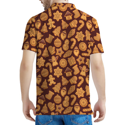 Christmas Cookies Pattern Print Men's Polo Shirt