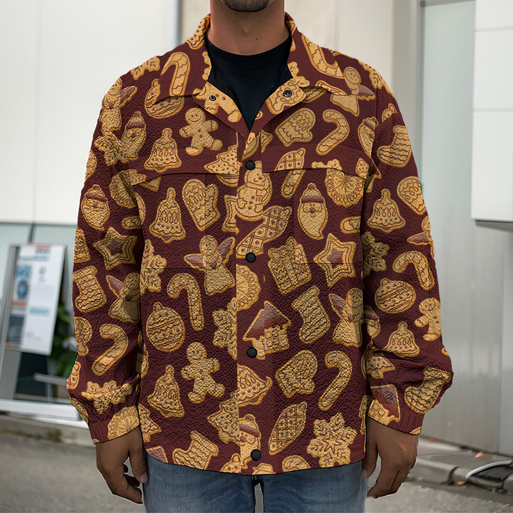 Christmas Cookies Pattern Print Men's Shirt Jacket
