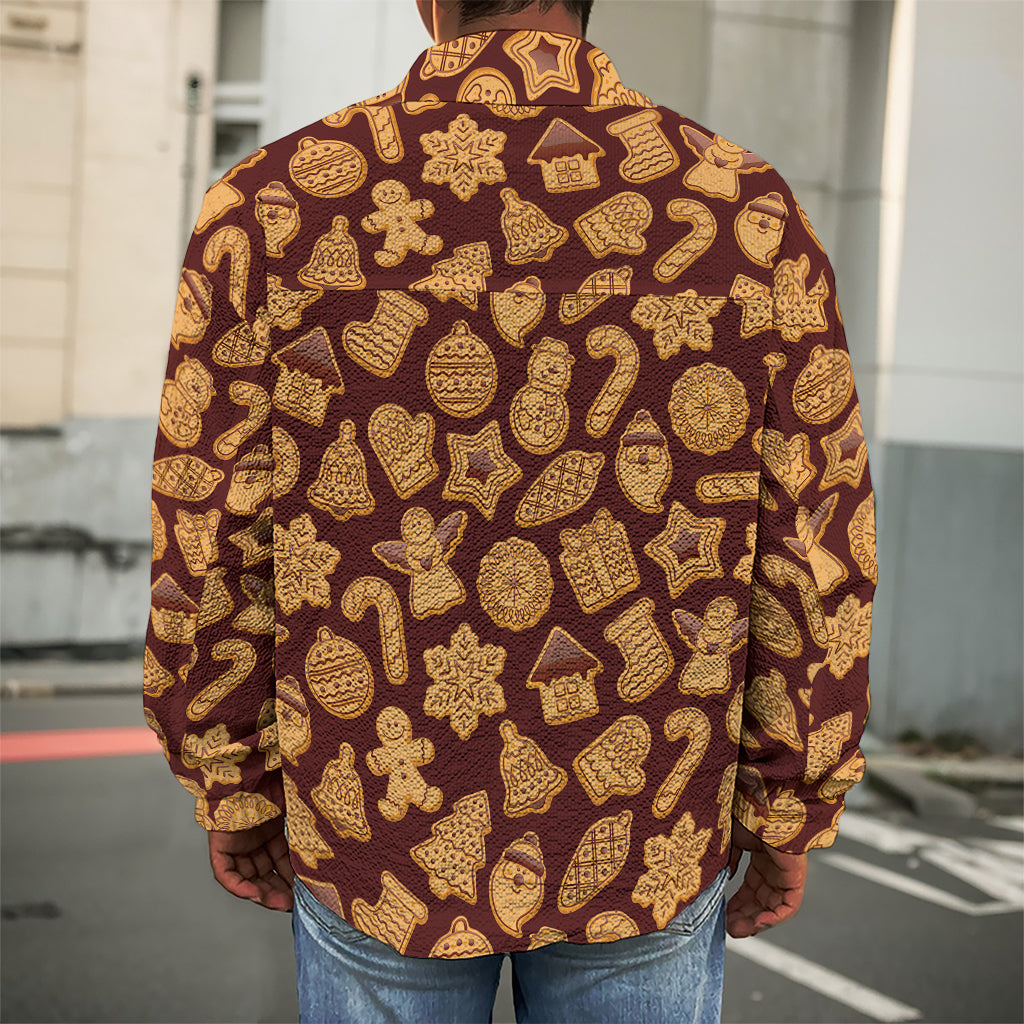 Christmas Cookies Pattern Print Men's Shirt Jacket