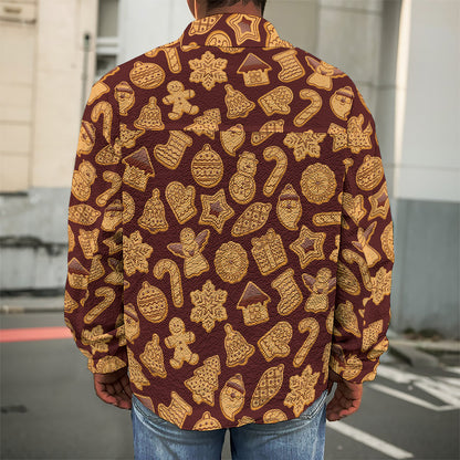 Christmas Cookies Pattern Print Men's Shirt Jacket