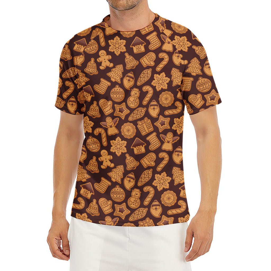 Christmas Cookies Pattern Print Men's Short Sleeve Rash Guard