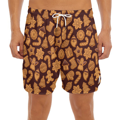 Christmas Cookies Pattern Print Men's Split Running Shorts