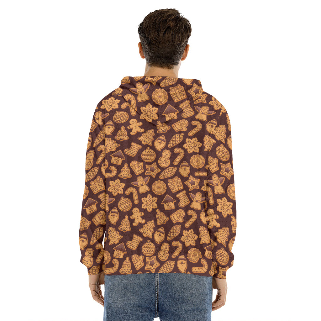 Christmas Cookies Pattern Print Men's Velvet Pullover Hoodie