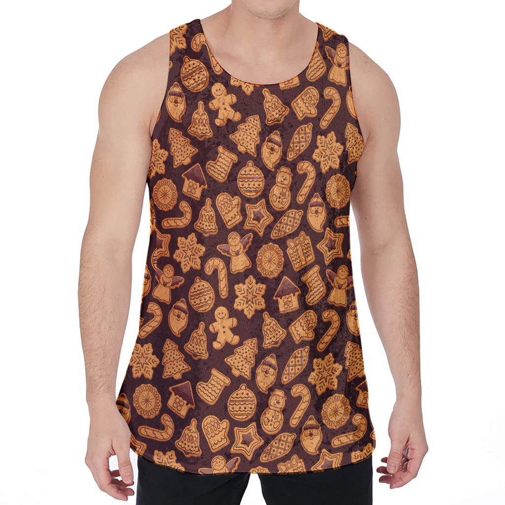 Christmas Cookies Pattern Print Men's Velvet Tank Top