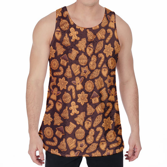 Christmas Cookies Pattern Print Men's Velvet Tank Top