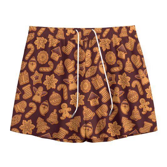 Christmas Cookies Pattern Print Mesh Shorts
