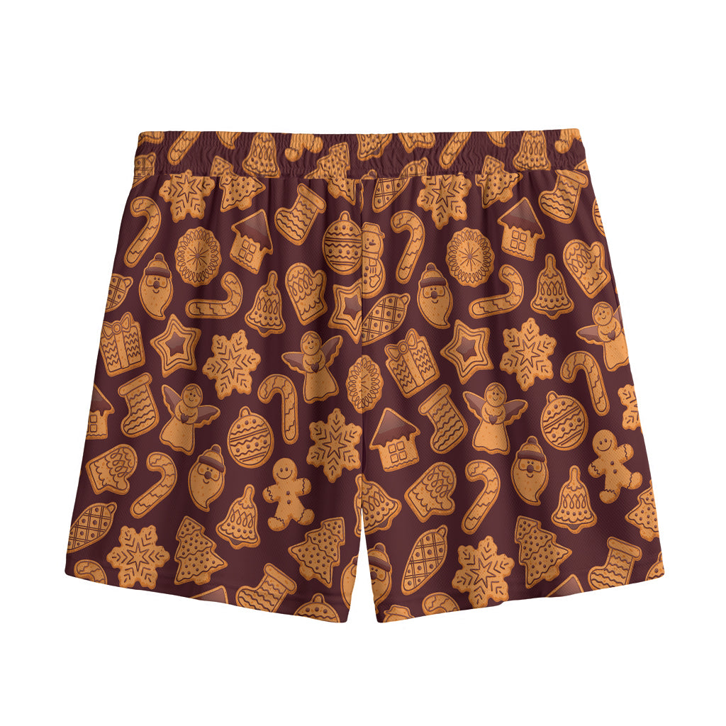 Christmas Cookies Pattern Print Mesh Shorts
