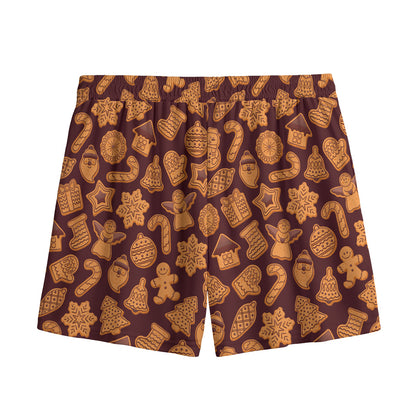 Christmas Cookies Pattern Print Mesh Shorts