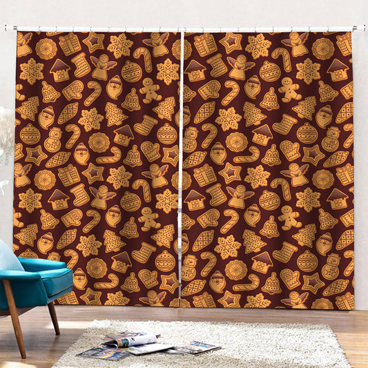 Christmas Cookies Pattern Print Pencil Pleat Curtains