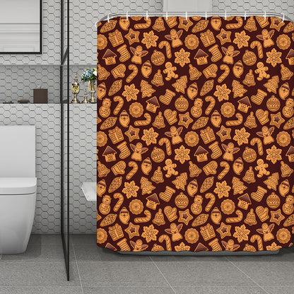 Christmas Cookies Pattern Print Polyester Shower Curtain