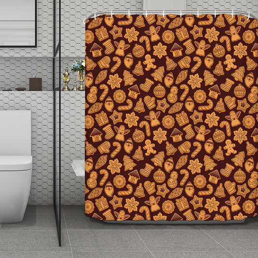 Christmas Cookies Pattern Print Polyester Shower Curtain