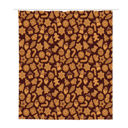 Christmas Cookies Pattern Print Polyester Shower Curtain