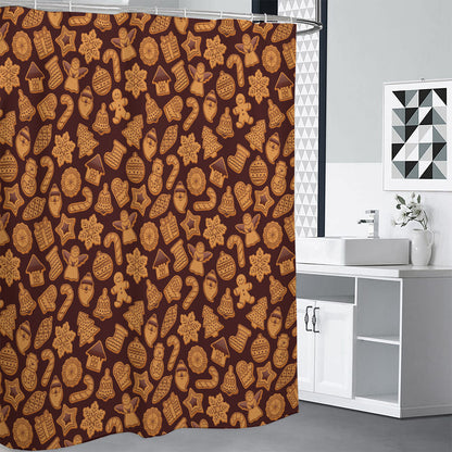 Christmas Cookies Pattern Print Premium Shower Curtain