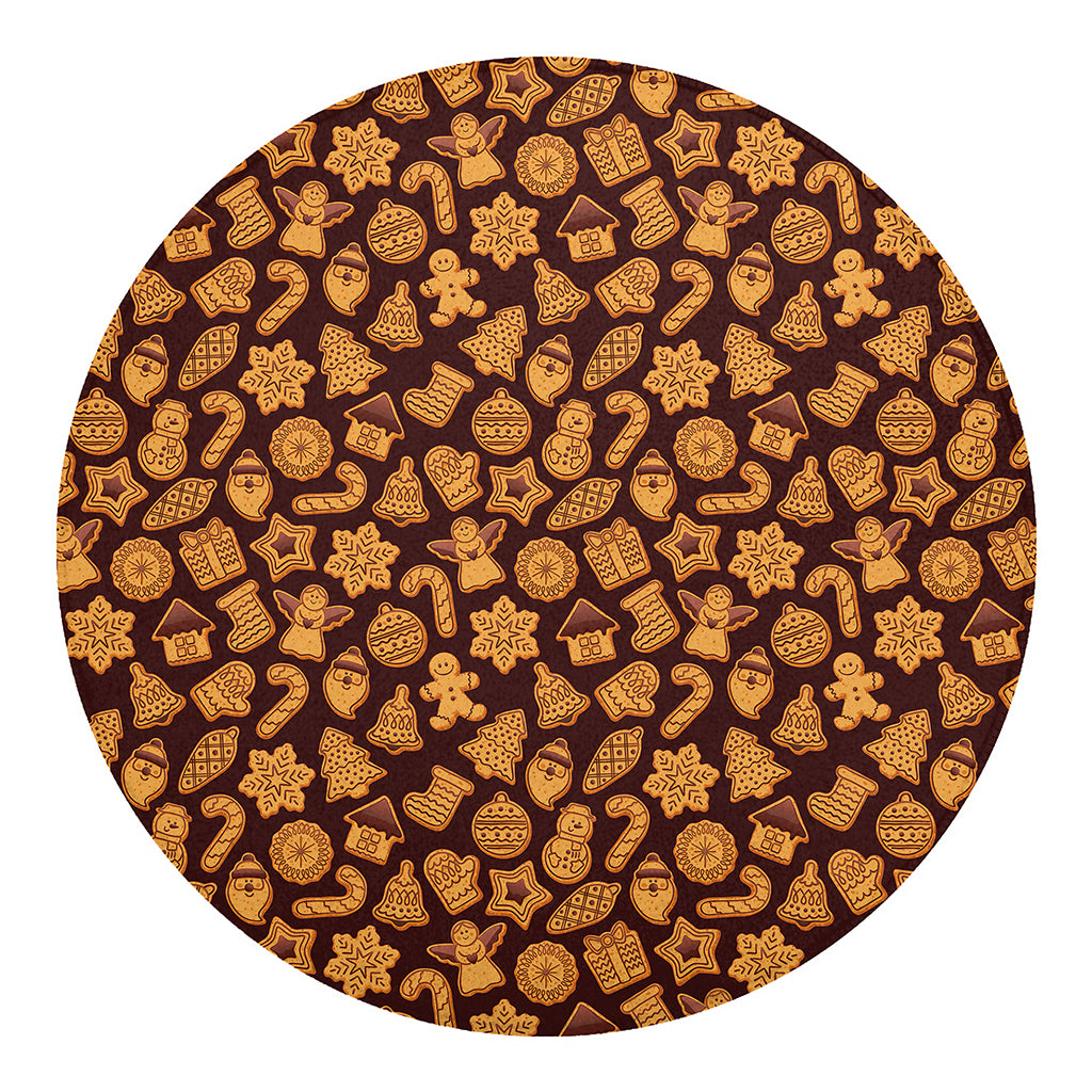 Christmas Cookies Pattern Print Round Blanket