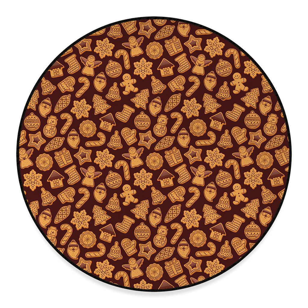 Christmas Cookies Pattern Print Round Floor Mat