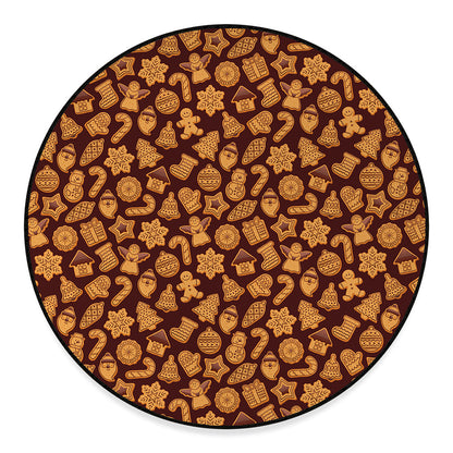 Christmas Cookies Pattern Print Round Floor Mat