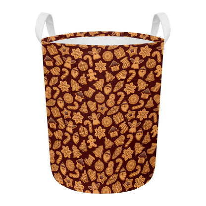 Christmas Cookies Pattern Print Round Laundry Basket