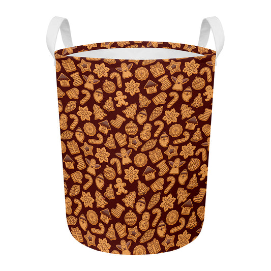 Christmas Cookies Pattern Print Round Laundry Basket