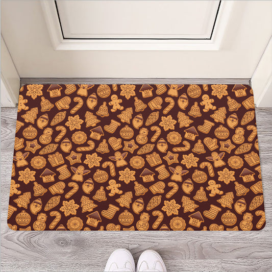 Christmas Cookies Pattern Print Rubber Doormat