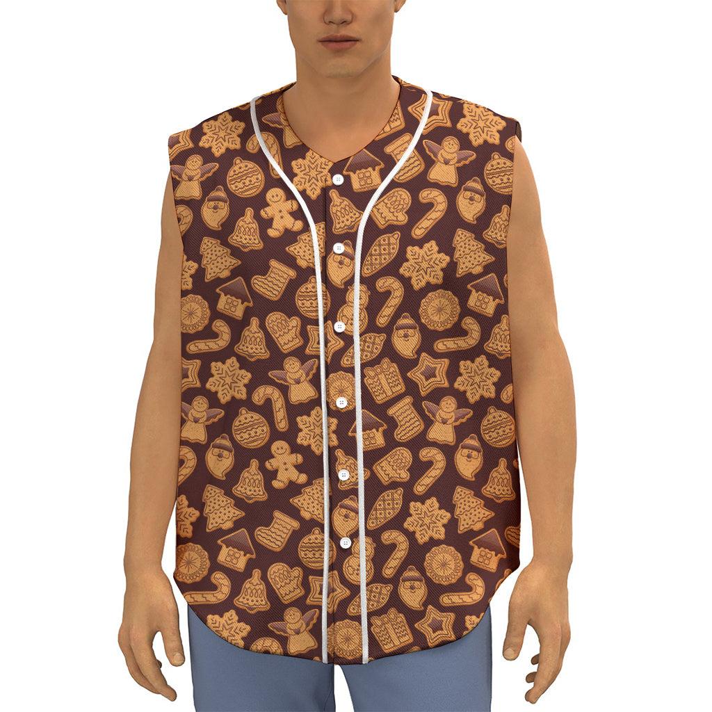 Christmas Cookies Pattern Print Sleeveless Baseball Jersey