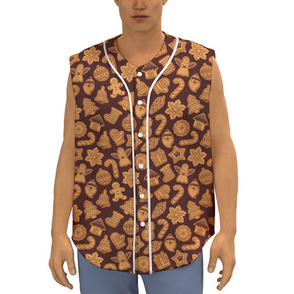 Christmas Cookies Pattern Print Sleeveless Baseball Jersey