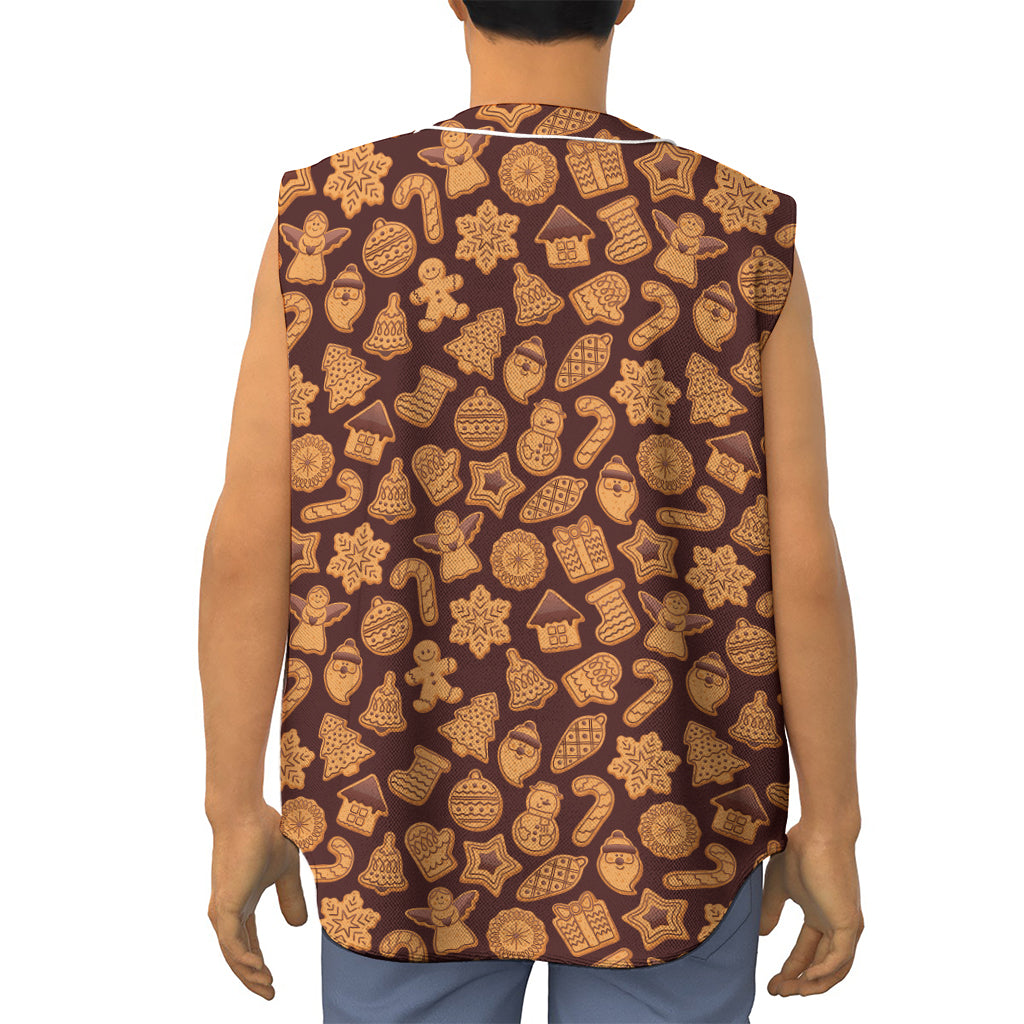 Christmas Cookies Pattern Print Sleeveless Baseball Jersey