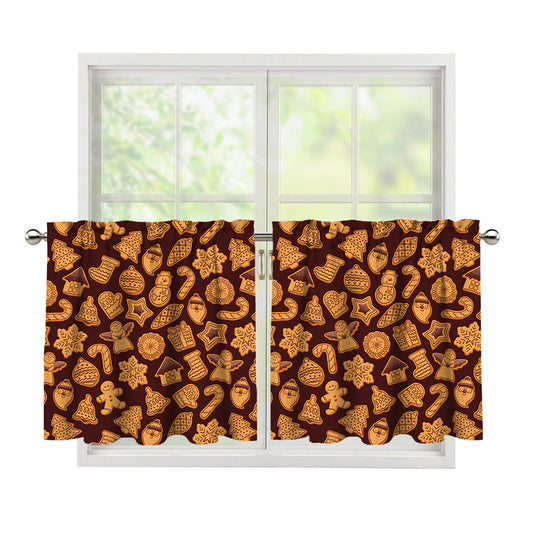 Christmas Cookies Pattern Print Tier Curtains