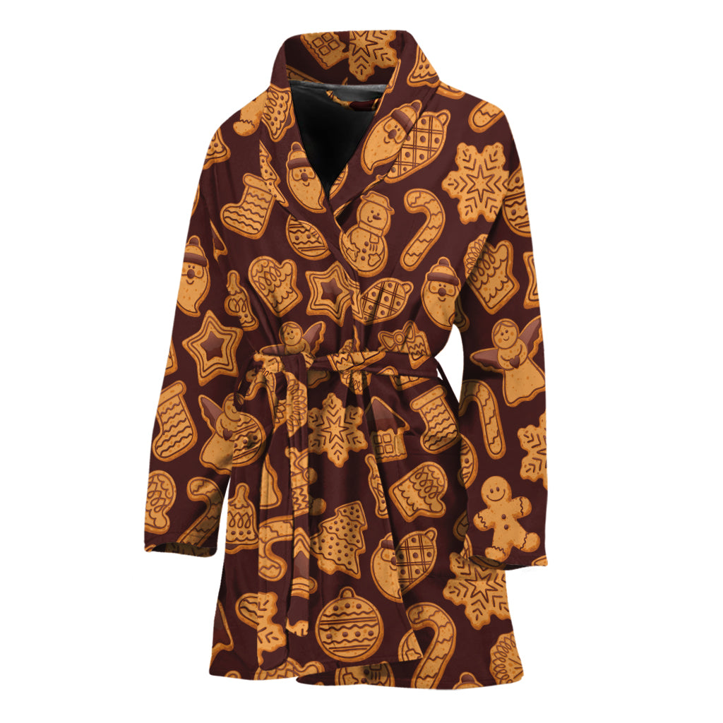 Christmas Cookies Pattern Print Women's Bathrobe