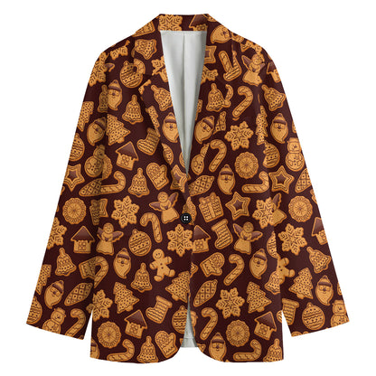 Christmas Cookies Pattern Print Women's Blazer
