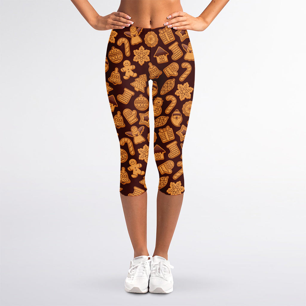 Christmas Cookies Pattern Print Women's Capri Leggings