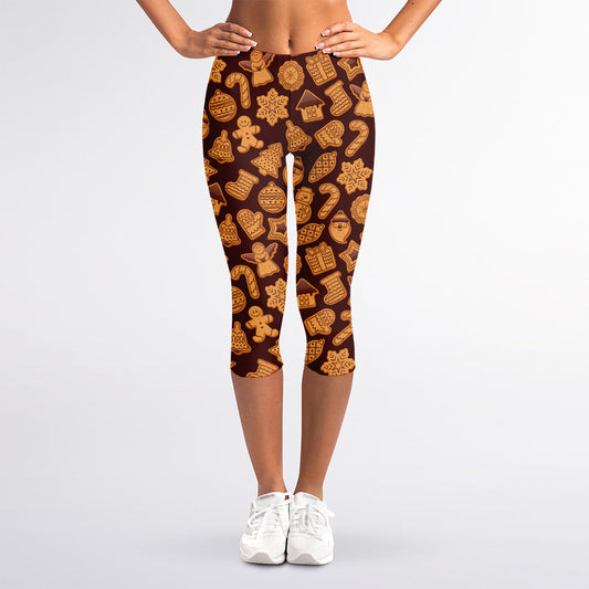 Christmas Cookies Pattern Print Women's Capri Leggings