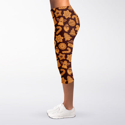 Christmas Cookies Pattern Print Women's Capri Leggings