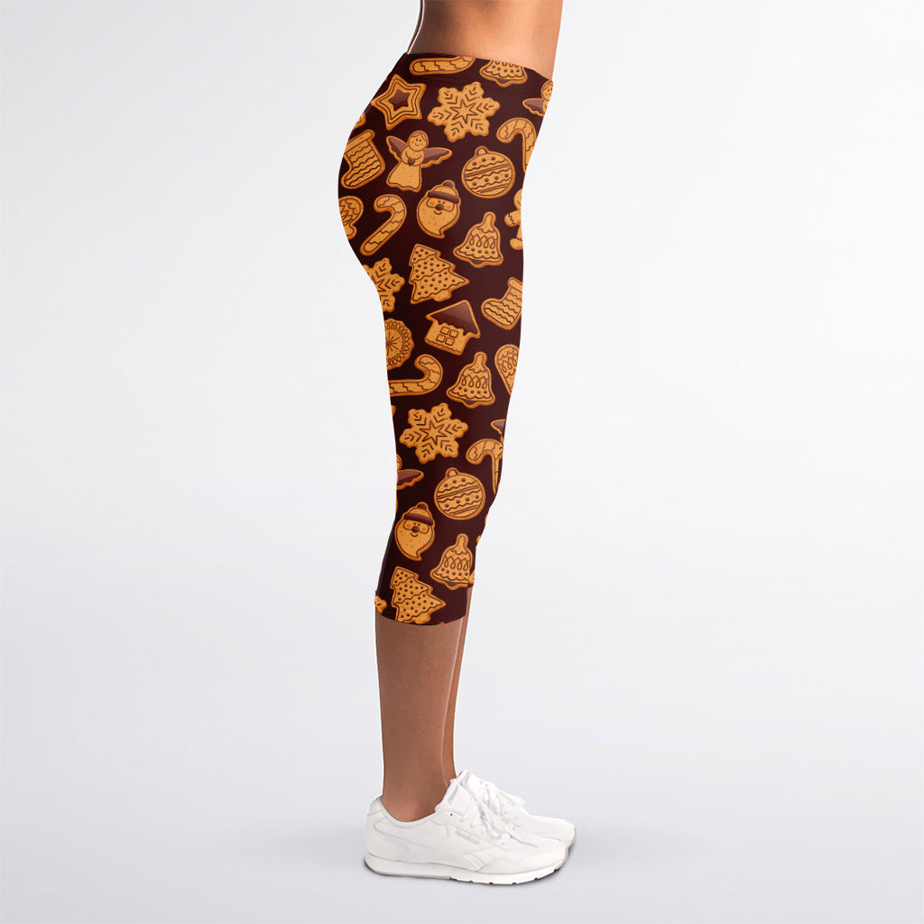 Christmas Cookies Pattern Print Women's Capri Leggings