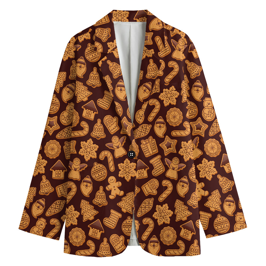 Christmas Cookies Pattern Print Women's Cotton Blazer