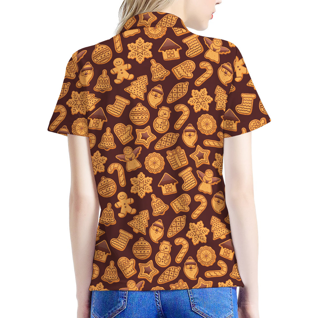 Christmas Cookies Pattern Print Women's Polo Shirt