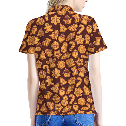 Christmas Cookies Pattern Print Women's Polo Shirt