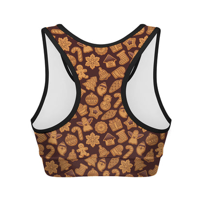 Christmas Cookies Pattern Print Women's Sports Bra
